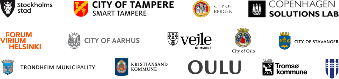Collection of all logos of the cities from the Nordic Smart City Network