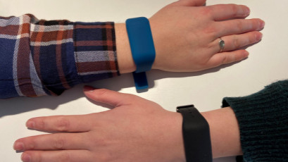Kids wearing the FitBits on their wrists