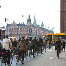 People cycling in Copenhagen