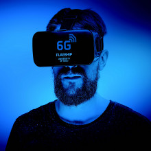 A man wearing virtual reality headset